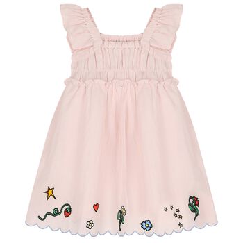 Girls Pink Floral Hem Dress