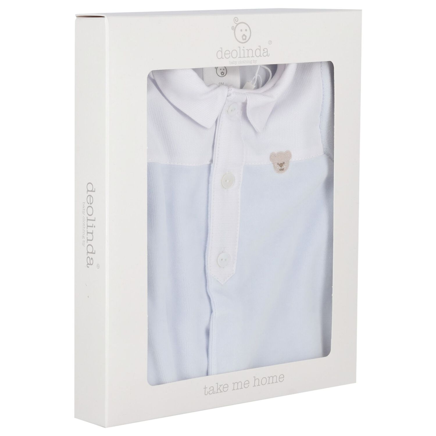 Baby Boys Blue & White Teddy Bear Babygrow, 1, hi-res