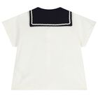 Baby Girls White & Navy Blue Blouse Set, 1, hi-res