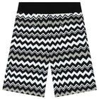 Boys Black & White Zigzag Shorts, 1, hi-res