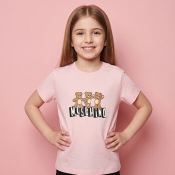 Younger Girls Pink Teddy Bear Logo T-Shirt