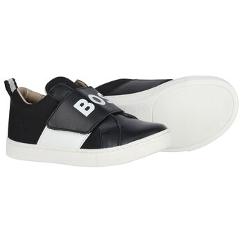 Boys Black Logo Trainers