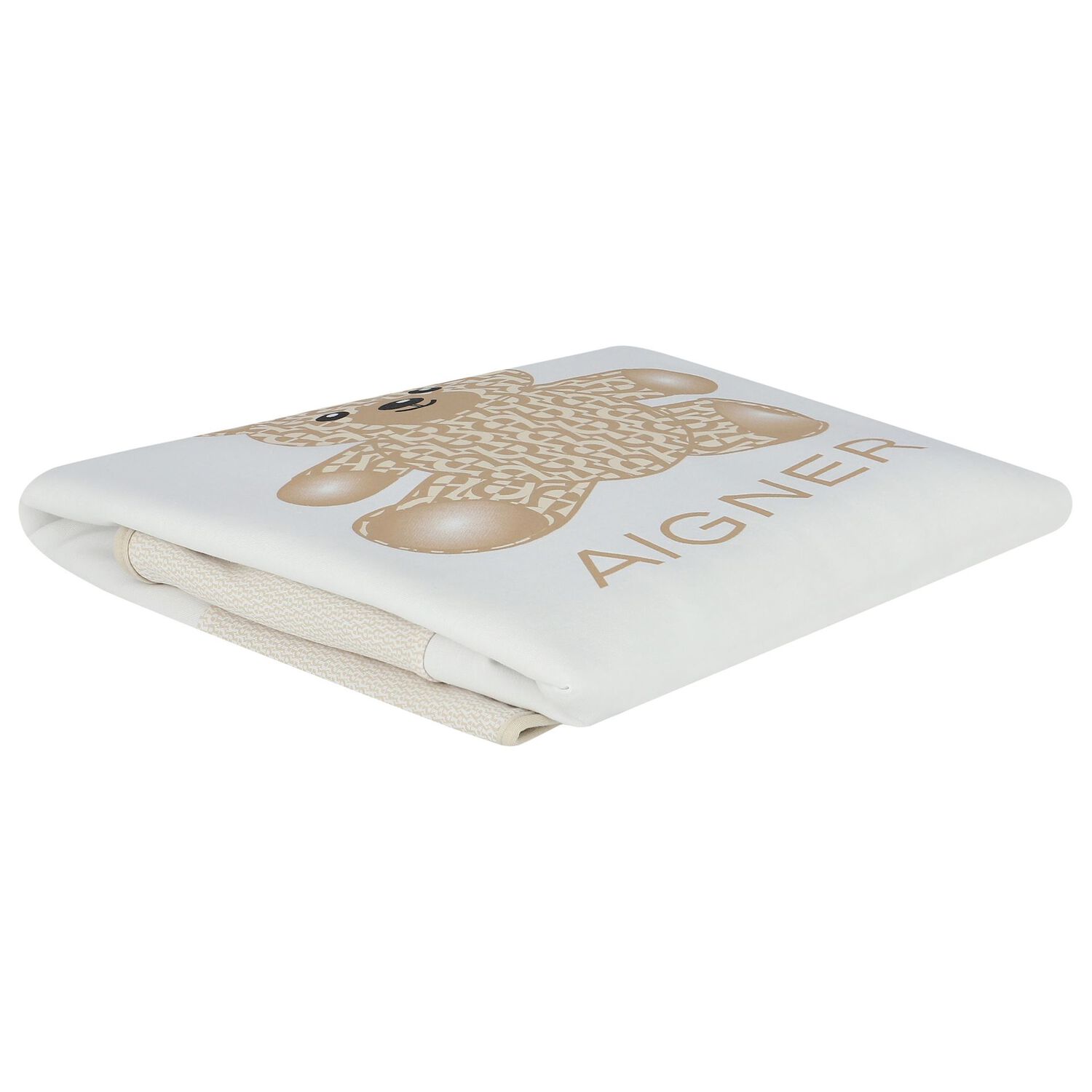 White & Beige Teddy Bear Logo Baby Blanket, 1, hi-res image number null
