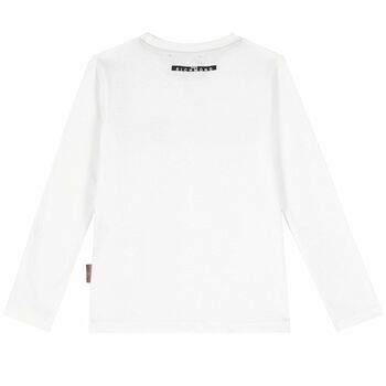 Boys White Logo Long Sleeve Top