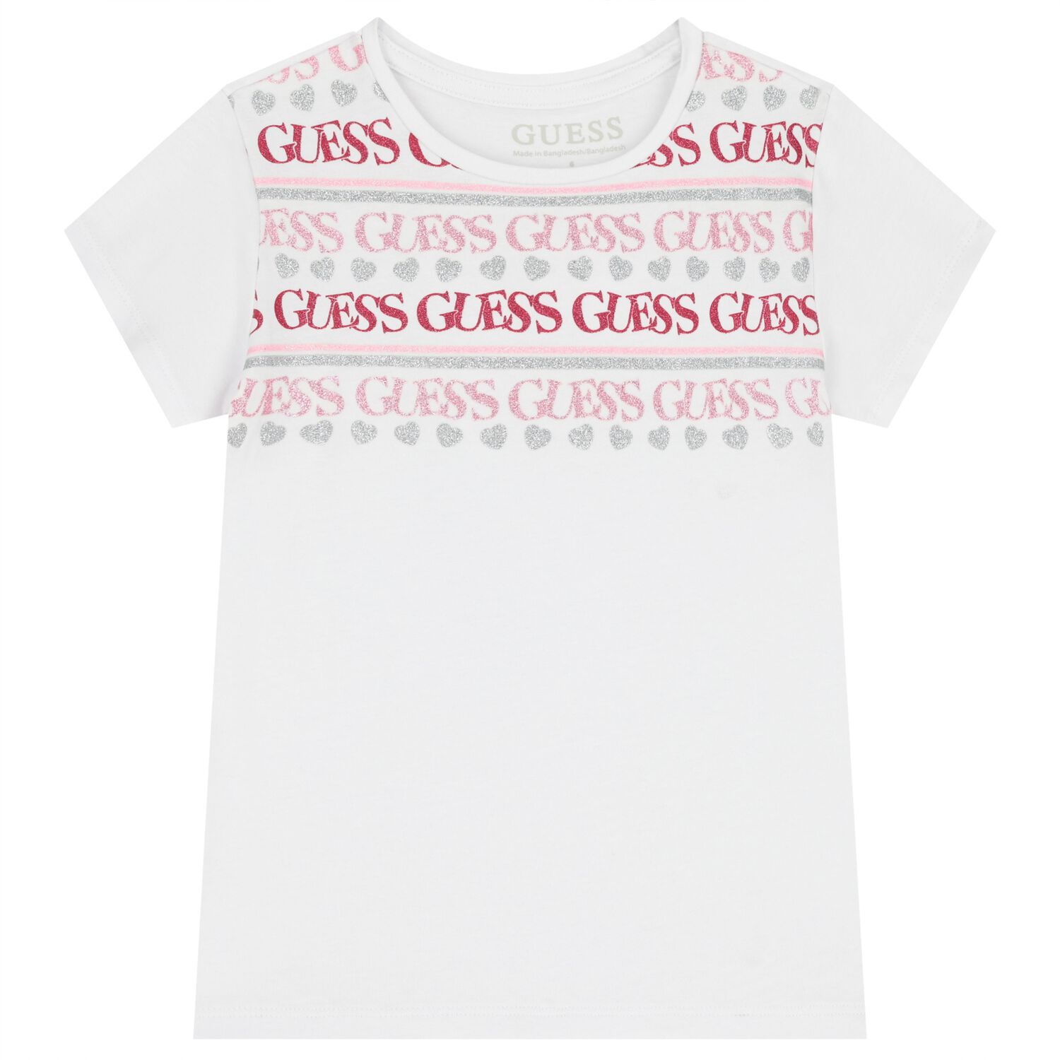 Girls White Glittery Logo T-Shirt, 1, hi-res