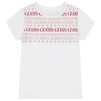 Girls White Glittery Logo T-Shirt