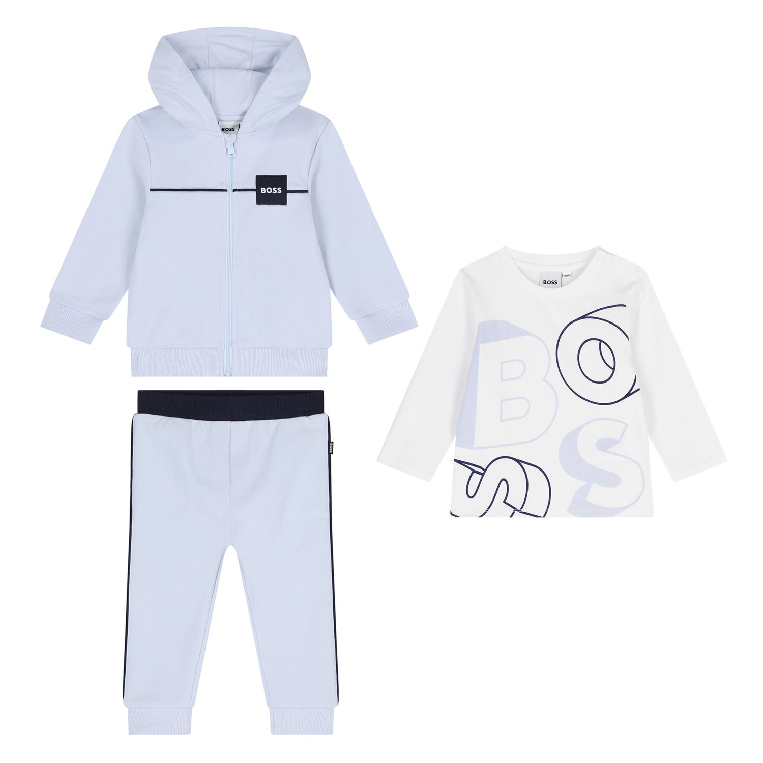 Baby Boys Blue & White Logo Tracksuit Set, 1, hi-res image number null