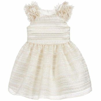 Girls Ivory & Gold Special Occasion Dress