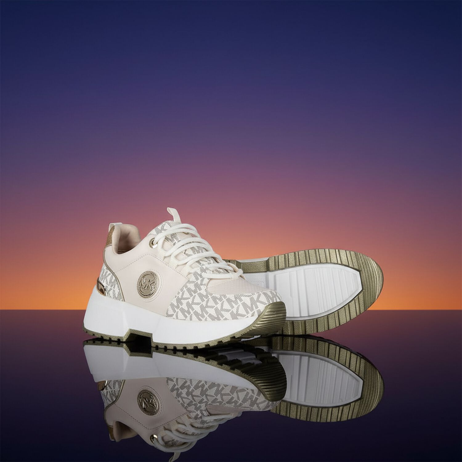 حذاء رياضي بنات باللون العاجي والذهبي, 1, hi-res