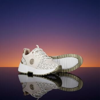 Girls Ivory & Gold Logo Trainers