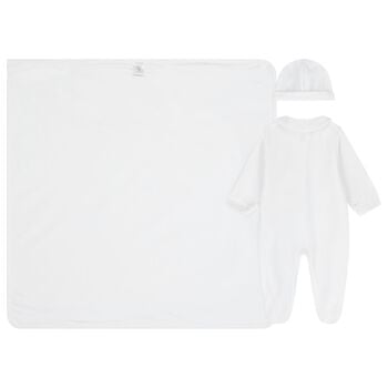 White Pom Pom Babygrow Gift Set