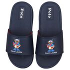 Boys Navy Blue Polo Bear Sliders, 1, hi-res