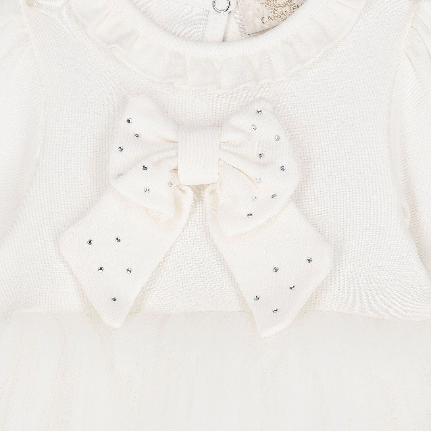 Baby Girls Ivory Bow Tulle Dress Set , 3, hi-res