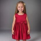 Girls Red Bow Dress, 2, hi-res