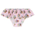 Girls White & Pink Ruffled Striped Bikini, 1, hi-res