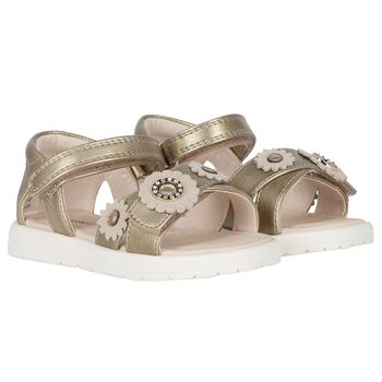 Younger Girls Ivory Flower Sandals