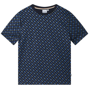 Boys Blue Monogram Logo T-Shirt