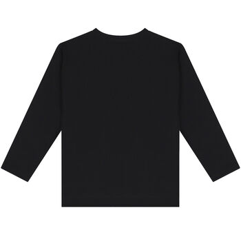 Girls Black Logo Long Sleeve Top