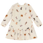 Younger Girls Beige Rabbit Dress, 1, hi-res