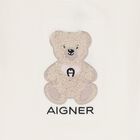 Younger Girls Ivory Teddy Bear Logo T-Shirt, 1, hi-res