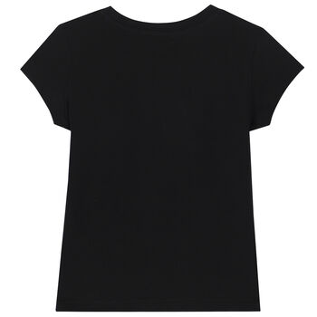 Girls Black Teddy Logo T-Shirt