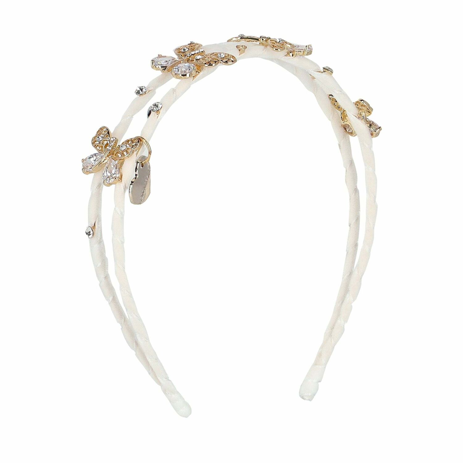 Girls White & Gold Butterfly Headband, 1, hi-res image number null