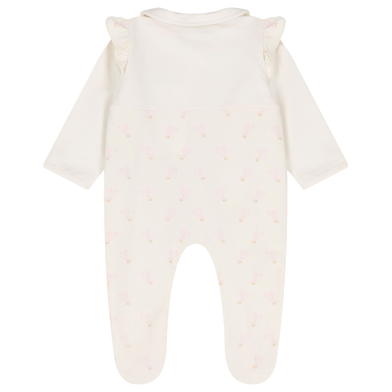 Baby Girls Ivory Logo Heart Babygrow, 1, hi-res