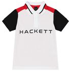 Boys White & Red Logo Polo Shirt, 2, hi-res