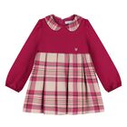Younger Girls Burgundy & Beige Tartan Dress, 1, hi-res