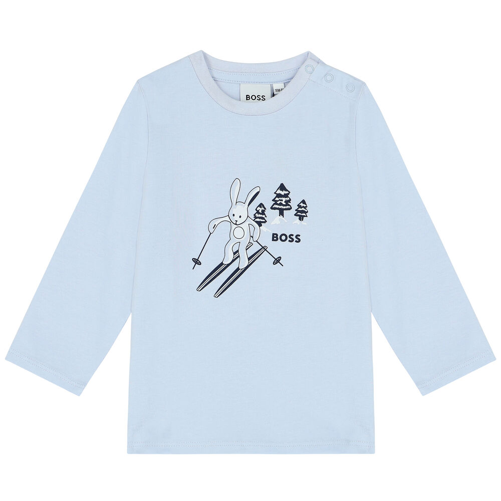 BOSS Baby Boys Blue Logo Sleeve Couture Junior USA | Long Top