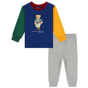 Younger Boys Blue & Grey Bear Tracksuit