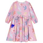 Girls Pink Birds Dress, 1, hi-res