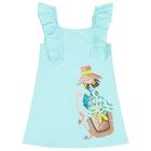 Girls Aqua Ruffled Dress, 1, hi-res