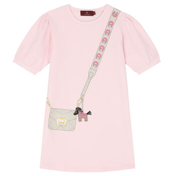 Girls Light Pink Logo Dress