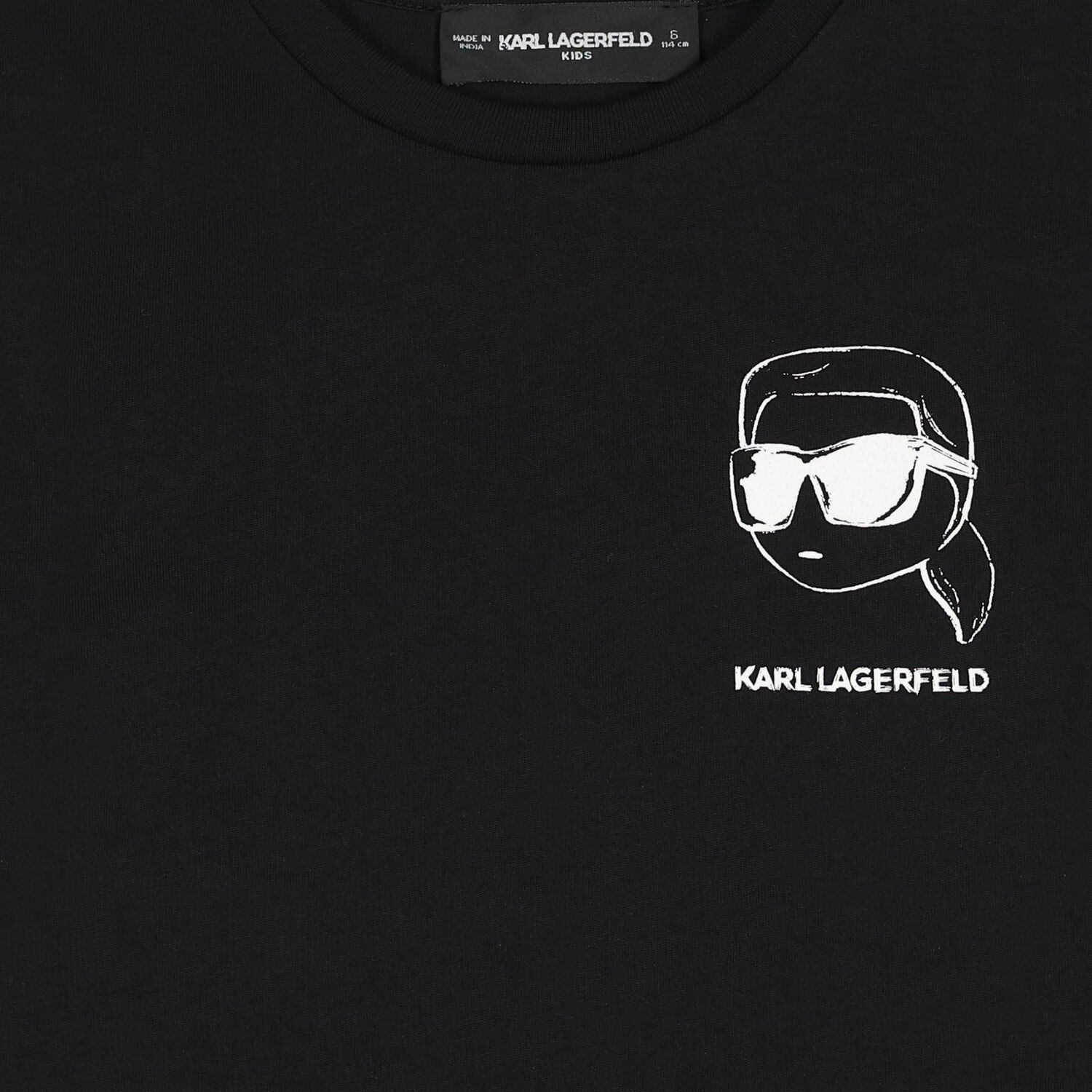 Boys Mini Me Black Ikonik Karl T-Shirt, 1, hi-res