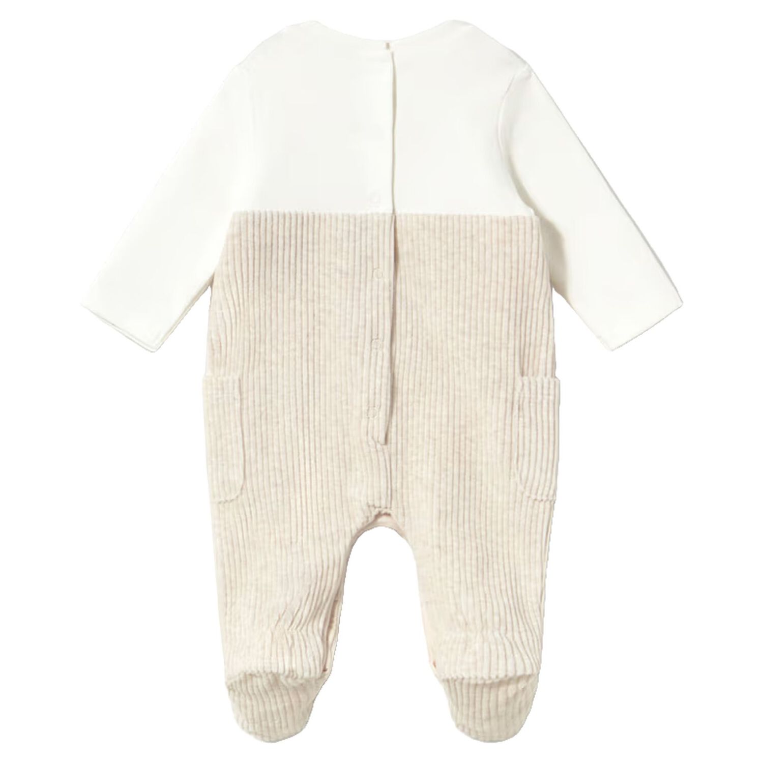 Baby Boys White & Beige Lamb Romper, 2, hi-res