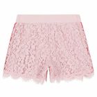 شورت بالشعار دانتيل باللون الزهري للبنات, 1, hi-res