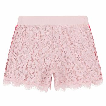 Girls Pink Logo Lace Shorts