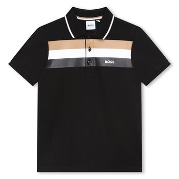 Boys Black Logo Polo Shirt