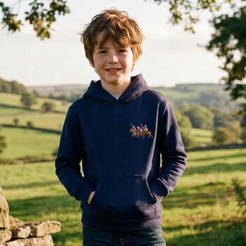 Boys Navy Blue Logo Hooded Top