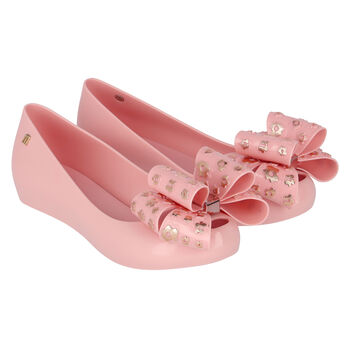حذاء بفيونكة باللون الوردي للبنات 