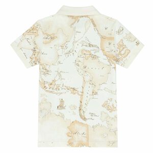 Boys White & Beige Geo Map Polo Shirt