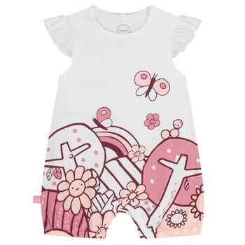 Baby Girls White Butterfly Romper