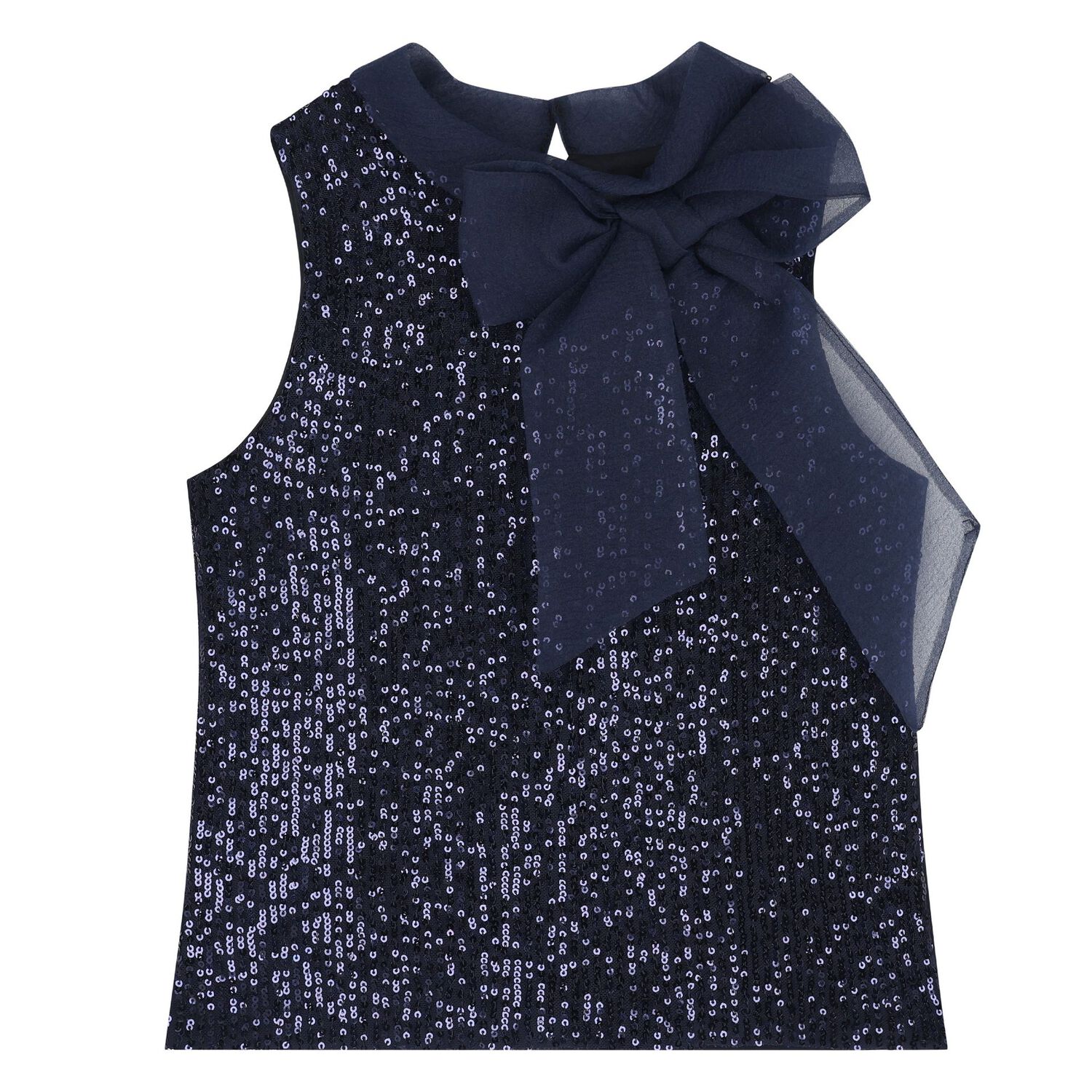 Girls Navy Blue Bow Sequin Skirt Set, 1, hi-res image number null
