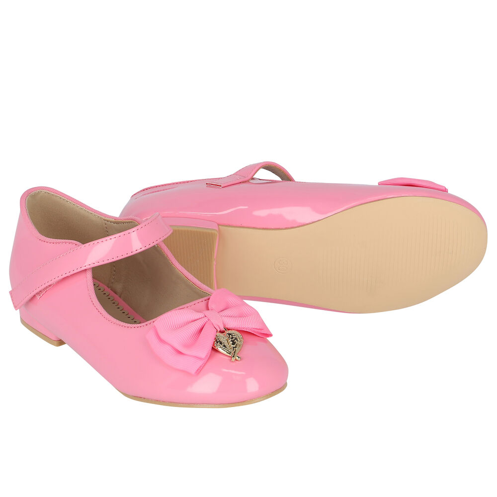 Angel's Face Girls Pink Bow Ballerina Shoes Junior Couture