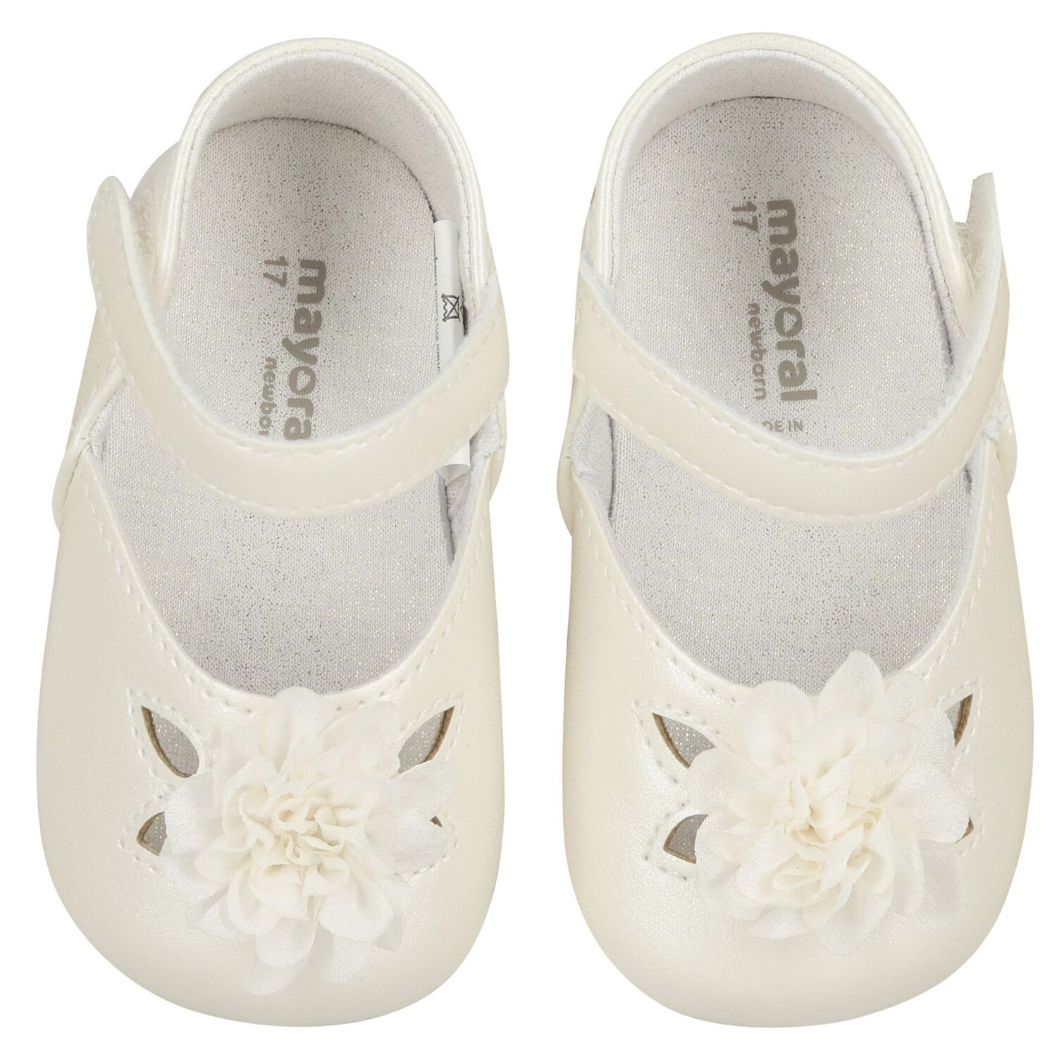 Baby Girls Ivory Flower Pre Walker Shoes, 1, hi-res