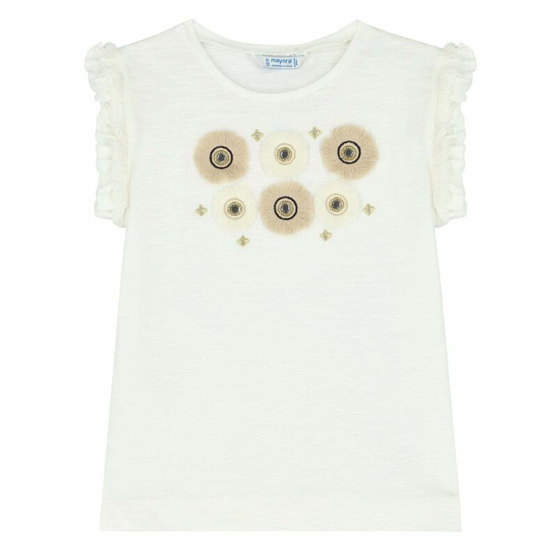 Girls Ivory Flower T-Shirt, 1, hi-res image number null