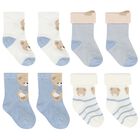 Baby Boys Blue & Ivory Socks ( 4 Pack ), 2, hi-res