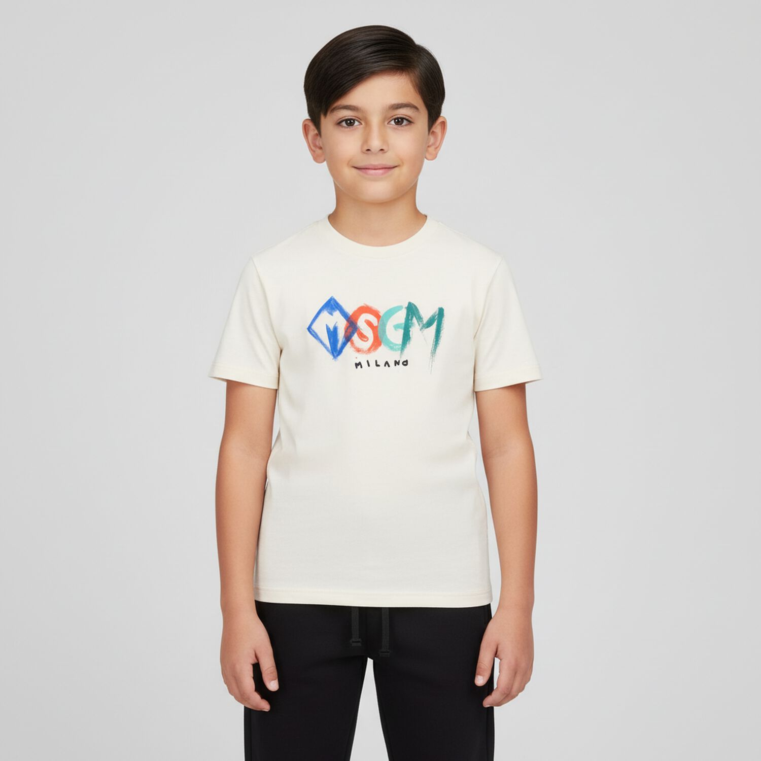 Boys Ivory Logo T-Shirt, 1, hi-res