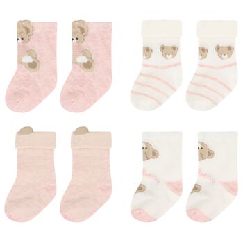 Baby Girls Ivory & Pink Socks ( 4 Pack ) 